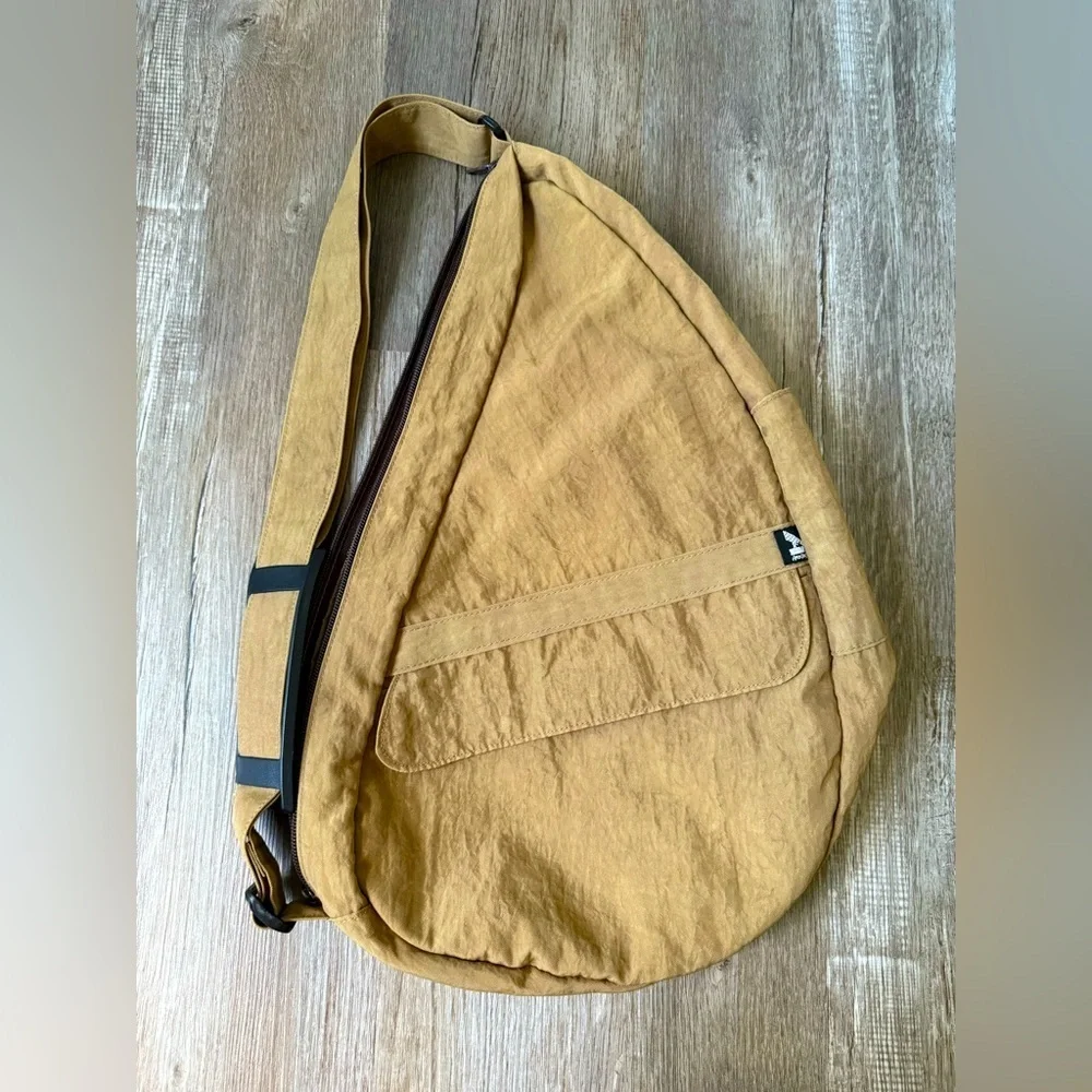 Ameri Bag Healthy Back Travel Bag Crossbody Sling Bag Canvas Brown Tan